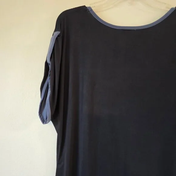 Dotti Black SS Mini Dress Scoop Neck Grey Trim Med/Lge? - Picture 7 of 16
